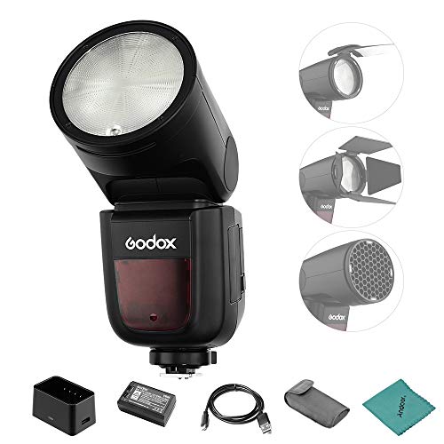 Godox V1-S Flash Profesional para cámara Speedlite Speedlight Cabeza Redonda inalámbrica 2.4G Fresnel Zoom para Sony a7RII a7R a58 a99 ILCE6000L a7RIII a7R3 a9 a77II a77 a350 Cámaras