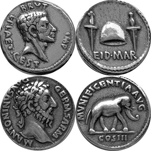 Golden Artifacts Bruto y Marco Aurelio, 2 Monedas Romanas más Famosas, Imperio Romano, (20 + 26-S)