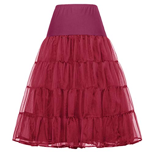 GRACE KARIN - Falda de tul de 2 capas, estilo vintage de los años 50, estilo Rockabilly Petticoat bajo vestido (76 cm) Cl638-4 L