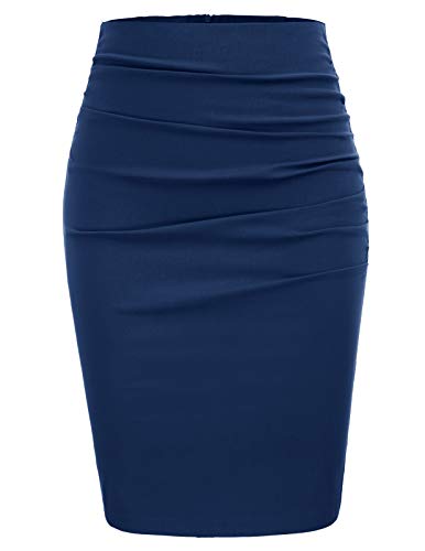 GRACE KARIN Mujer Falda Corta Azul Marino Vintage Falda Lápiz de Oficina Tamaño 2XL CL866-3