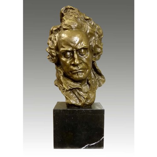 Gran Figura de bronce – XXL Beethoven Busto – Firmada – Alfredo Pina Escultura – Ludwig van Beethoven Busto