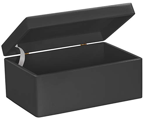 Grinscard Caja de Madera con Tapa para Almacenamiento - Pino Negro Pintado - Aproximadamente 30 x 20 x 14 cm - Certificado FSC