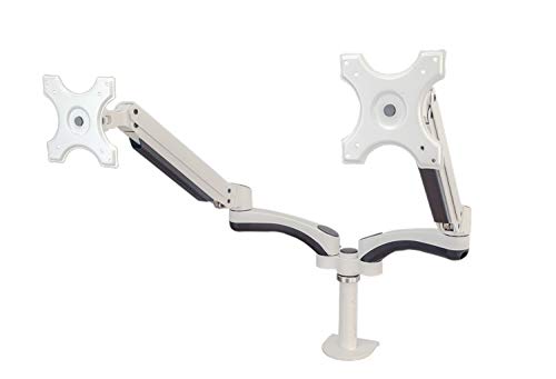 GSA13DW Gas Powered Twin Monitor Arm Desk Mount Stand w/vesa Bracket & Desk clamp for Twin 15"-27" Screens : Tilt up/Down 180°, Free Swivel Left/Right 360°, 360° Rotation - in Black