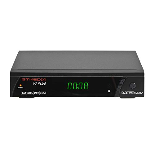 GT MEDIA V7PLUS Decodificador TDT Receptor de TV por Terrestre Decodificador Satélite DVB-T/T2 DVB-S/S2 con Antena WiFi USB 1080P Full HD H.265 HEVC MPEG-2/4