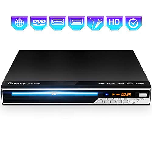 Gueray Reproductor DVD HDMI para Televisión Portátil Reproductor de DVD de Toda la región con resolución HD 1080P con USB Mic Puerto y Control Remoto (No es Compatible con BLU-Ray Disc) Gueray Reproductor DVD HDMI para Televisión Portátil Reproductor de DVD de Toda la región con resolución HD 1080P con USB Mic Puerto y Control Remoto (No es Compatible con BLU-Ray Disc)