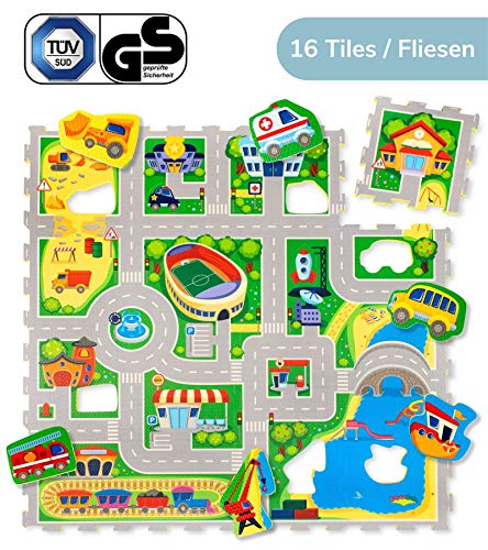Hakuna Matte Alfombra Infantil Puzzle Diseño Coches 1,2 x 1,2m- 16 Piezas Interconectadas para el Piso - Alfombra Puzzle 20% + Gruesa – Certificado EN-71 Sin Olor – Empaque Caja de Cartón Reciclable Hakuna Matte Alfombra Infantil Puzzle Diseño Coches 1,2 x 1,2m- 16 Piezas Interconectadas para el Piso - Alfombra Puzzle 20% + Gruesa – Certificado EN-71 Sin Olor – Empaque Caja de Cartón Reciclable