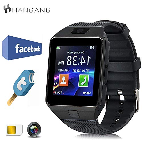 hangang Smartwatch Bluetooth inteligente Reloj 1.56 pantalla táctil TFT LCD podómetro táctil Smart Watch Android para Jogging Running Sport dz09 