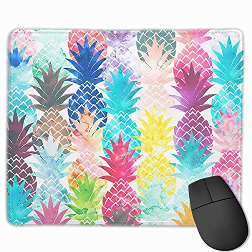 Hawaiian Pineapple Pattern Tropical Watercolor Customized Rectangle Non-Slip Rubber Mousepad Gaming Laptop Mouse Pad Mousepad Anti-Slip Mouse Pad Mat Mice Mousepad Desktop Mouse Pad 9.8 Inch X11.8Inch