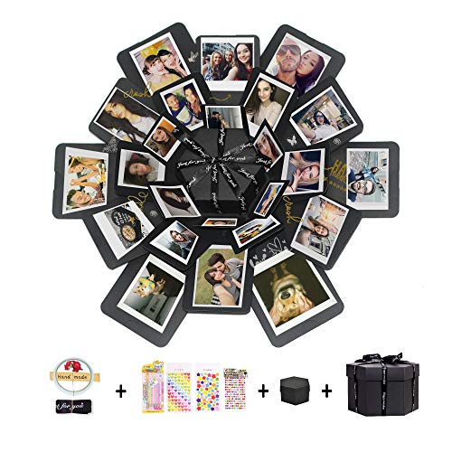 Hbsite Explosion Box Sorpresa Box Caja de Foto Hecha a Mano de Bricolaje Regalo de álbum de Recortes de Memoria de Amor 6 Caras para Navidad Cumpleaños Aniversario Regalo de Boda de San Valentín