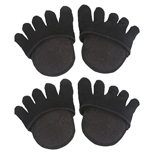 HEALLILY 2 pares de cinco dedos calcetín protector de silicona gel pies dedos separador de dedo calcetines de mujer (negro)