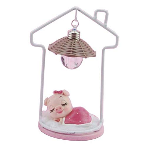 HEALLILY Animal Luz nocturna cerdo durmiendo lámpara creativa mini cerdito figura decoración de escritorio para habitación de niños y niñas