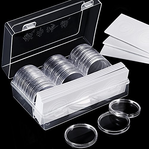 Hicarer 30 Piezas 46 mm Cápsulas de Monedas y 30 Piezas Junta Protectora Caja Funda de Moneda con Caja Organizador de Almacenaje de Plástico para Materiales de Collección de Monedas (Tamaño A) Hicarer 30 Piezas 46 mm Cápsulas de Monedas y 30 Piezas Junta Protectora Caja Funda de Moneda con Caja Organizador de Almacenaje de Plástico para Materiales de Collección de Monedas (Tamaño A)