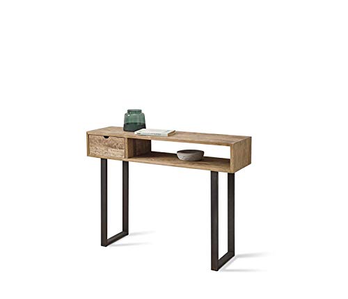 HOGAR24 ES Angi 100- Mueble Recibidor-Entrada, Diseño Industrial-Vintage, Cajón Y Estante, Madera Maciza Natural, Patas Metálicas. Medidas; 100 cm x 30 cm x 75 cm HOGAR24 ES Angi 100- Mueble Recibidor-Entrada, Diseño Industrial-Vintage, Cajón Y Estante, Madera Maciza Natural, Patas Metálicas. Medidas; 100 cm x 30 cm x 75 cm