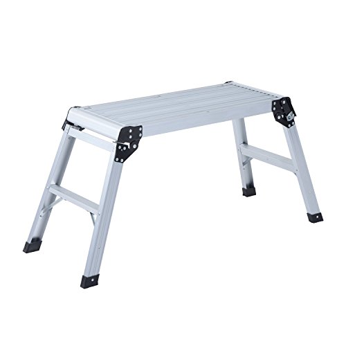 HOMCOM Banco Plegable Plataforma de Trabajo Escalera de Aluminio 150Kg Escalon Taburete