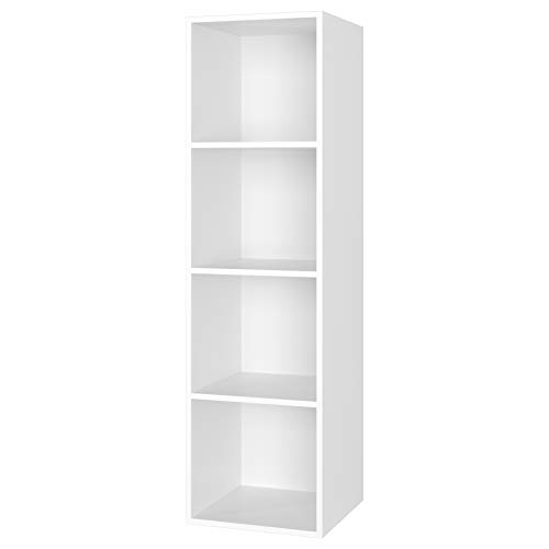 Homfa Estantería para Libros Estantería de Pared Librería con 4 Niveles para Salón Estudio Blanca 30x30x106cm Homfa Estantería para Libros Estantería de Pared Librería con 4 Niveles para Salón Estudio Blanca 30x30x106cm