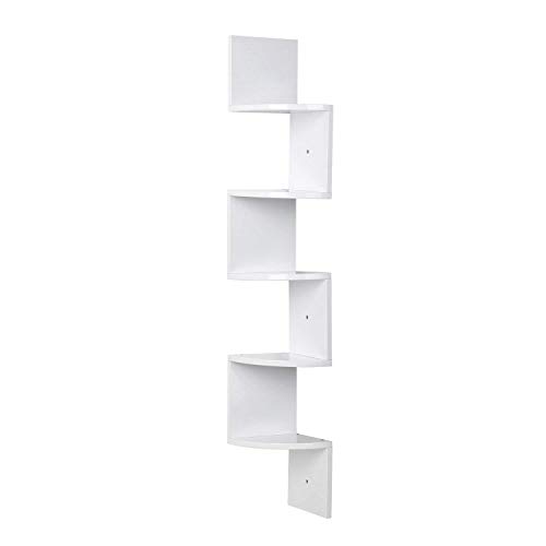 Homfa Estantes de Pared Juego de 5 Estanterías de Esquina Baldas Flotantes Madera Blanco 20x20x123cm