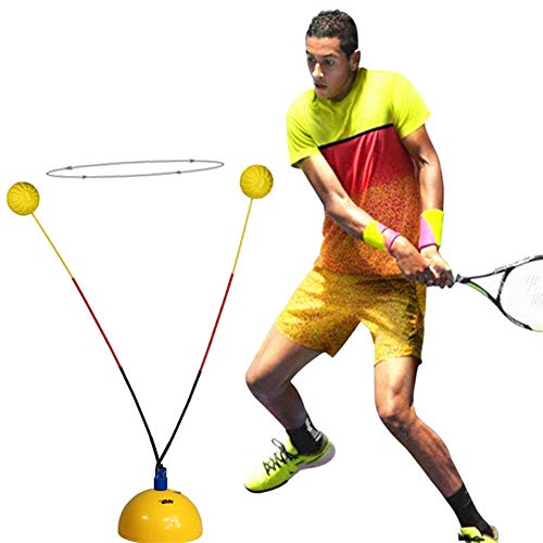 Hxsm Soft Rod Tennis Trainer máquina Tenis práctica Herramienta Hit Entrenamiento máquina Tenis Raqueta Equipo de Entrenamiento Tenis Accesorios-Amarillo