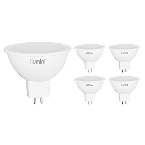 ilumini Lámpara Dicroica LED, Casquillo MR16,6W equivalente a 45w, 3000K Luz Cálida, 500 Lúmenes [Clase de eficiencia energética A+] Pack de 5