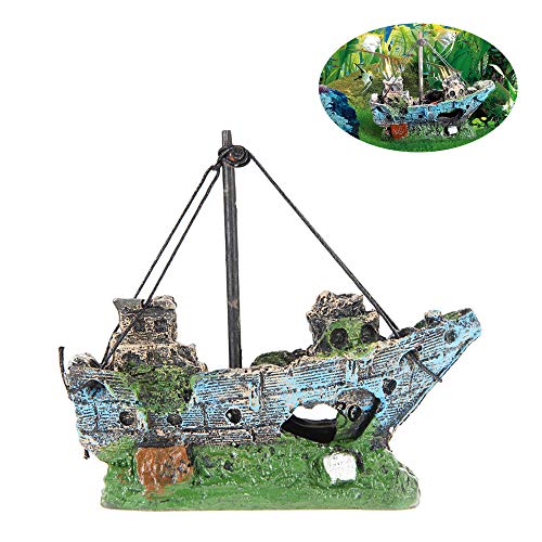 inherited Decoraciones del Tanque de Pescados, Ornamento del Acuario del Barco de Pesca de la Resina, Barco de Vela hundido para la decoración del Acuario