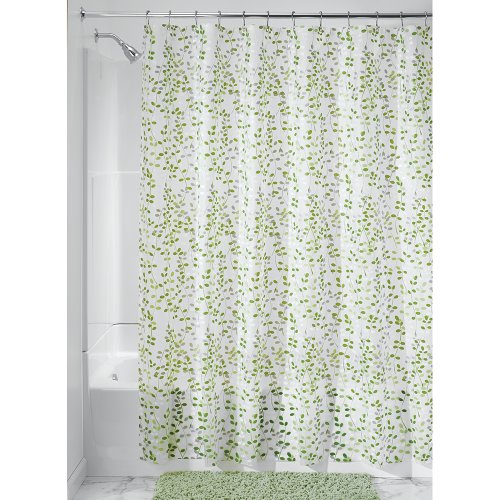 InterDesign Botanical EVA/PEVA Cortinas de ducha de EVA, cortina impermeable para bañera y ducha, cortina de baño de 183,0 cm x 183,0 cm, verde/blanco