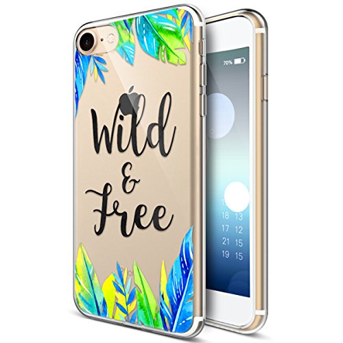 iPhone 5S caso, iPhone se funda, iPhone 5 caso, ikasus Ultra Thin Suave TPU relieve pintura verde hojas flores suave silicona parachoques de goma transparente floral suave carcasa de silicona para iPh