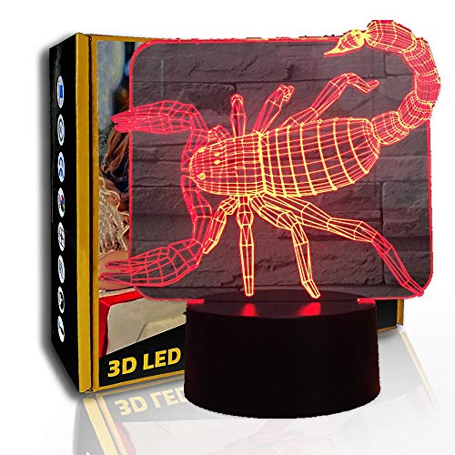 JINYI 3D Luz nocturna Terror Scorpion, lámpara de ambiente LED, decoración del hogar, G- Control de Telefonía Móvil, Regalo de Navidad, Lámpara para dormir JINYI 3D Luz nocturna Terror Scorpion, lámpara de ambiente LED, decoración del hogar, G- Control de Telefonía Móvil, Regalo de Navidad, Lámpara para dormir