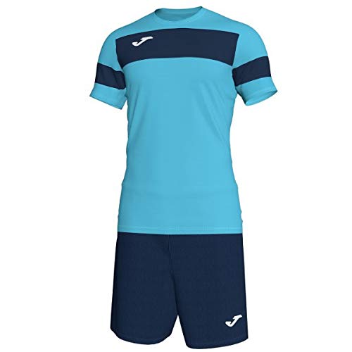 Joma Academy II Set Equipacion M/Corta, Hombre, Turquesa Fluor/Marino, L