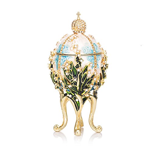 Joyero Qifu decorativo esmaltado, con bisagras, diseño de huevo de Fabergé pintado a mano, regalo exclusivo para decoración del hogar Joyero Qifu decorativo esmaltado, con bisagras, diseño de huevo de Fabergé pintado a mano, regalo exclusivo para decoración del hogar