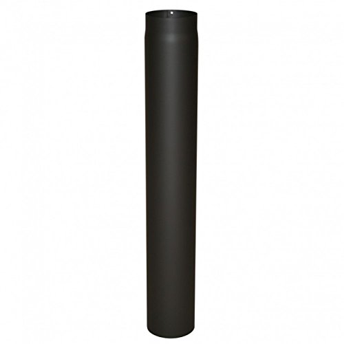 Kamino - Flam – Acero tubo para chimenea, Tubos para estufa de leña, Conducto de humos, Tubo vitrificado, Negro/antracita, Ø 130 mm/longitud 1000 mm