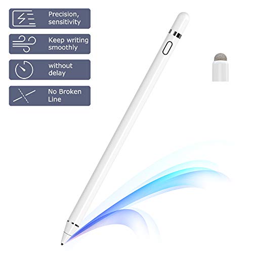 KECOW Lápiz Stylus, Compatible con Apple Pen Lápiz pantalla táctil Lápiz capacitivos recargables con puntas ultrafinas de 1.5 mm con dos tapas KECOW Lápiz Stylus, Compatible con Apple Pen Lápiz pantalla táctil Lápiz capacitivos recargables con puntas ultrafinas de 1.5 mm con dos tapas