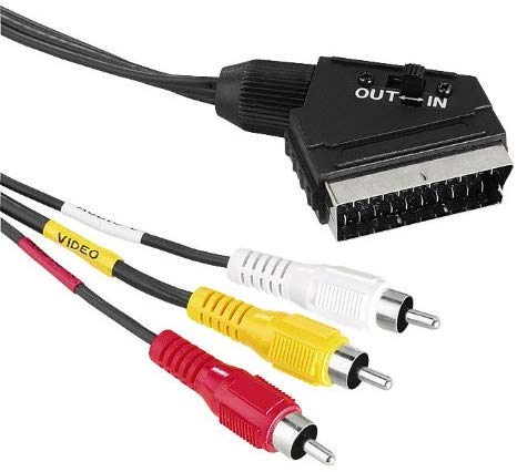 KnnX 28048 | Cable SCART conmutable | Euroconector Macho a 3 x Phono RCA Macho | Longitud: 1 Metro | Conectores triples compuestos: Rojo, Blanco, Amarillo KnnX 28048 | Cable SCART conmutable | Euroconector Macho a 3 x Phono RCA Macho | Longitud: 1 Metro | Conectores triples compuestos: Rojo, Blanco, Amarillo