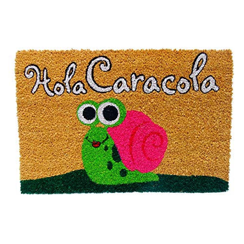 KOOK TIME Koko Doormats Felpudo para Entrada de Casa Original, Modelo Hola Caracola, Fibra de Coco y PVC, 40x60cm