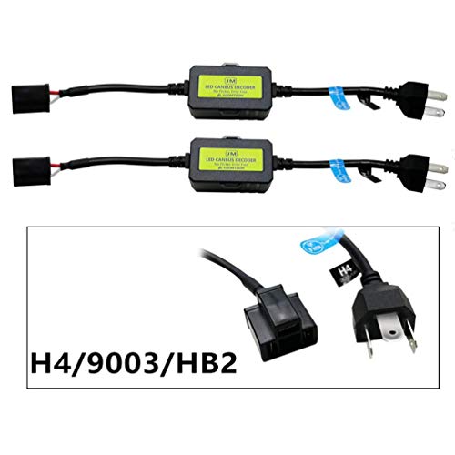 KOOMTOOM H4/9003 LED Decoder Resistor Adaptador de mazo de cables para faros delanteros Luz Advertencia Error EMC Deceler decodificador … (H4/9003)