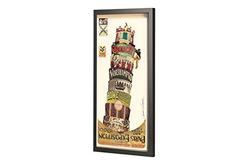 Kunstloft® 3D Collage del Arte Imagen 'Torcida' 16x32inches | Decoración Vintage Hecha a Mano con Papel | Torre de Pisa Abstracto | Diseño Mural Arte Moderno con Marco Negro