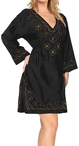 LA LEELA Lisos Fiestas señoras Todo salón la Playa dvestidola Parte Superior túnica Ocasional Playa más tamaño Vestido Verano Encubrir Traje baño Playa la Piscina caftán Partido Halloween Negro_L608 LA LEELA Lisos Fiestas señoras Todo salón la Playa dvestidola Parte Superior túnica Ocasional Playa más tamaño Vestido Verano Encubrir Traje baño Playa la Piscina caftán Partido Halloween Negro_L608