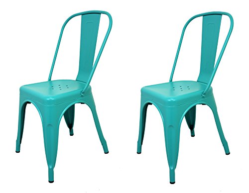 La Silla Española - Pack 2 Sillas estilo Tolix con respaldo. Color Turquesa. Medidas 85x54x45,5 La Silla Española - Pack 2 Sillas estilo Tolix con respaldo. Color Turquesa. Medidas 85x54x45,5