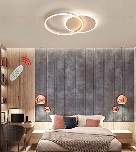 Lámpara de Techo LED regulable con Control Remoto, Lámpara de Sala de Estar Moderna LED Luz De Techo Lámpara de Dormitorio Metal Diseño Geométrico Lámpara Colgante (Blanco, Techo-2-lámpara, 36W)