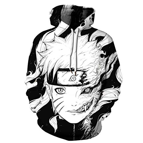 Leezeshaw - Sudadera unisex con capucha y diseño de Dragon Ball Z Goku 3D con estampado de anime japonés con bolsillo canguro Naruto Uzumaki XXL/3XL
