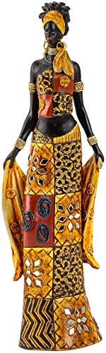 Lifestyle & More Escultura Moderna Figura Deco Mujer Africana de pie con Ropa Colorida y Tela Altura 35 cm