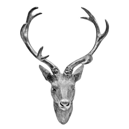 LINDER EXCLUSIV Cabeza de Ciervo Cuerno de 10 de Aspecto de Ender en Plata, Metal 51 x 60 cm, Figura Escultura Decorativa LINDER EXCLUSIV Cabeza de Ciervo Cuerno de 10 de Aspecto de Ender en Plata, Metal 51 x 60 cm, Figura Escultura Decorativa