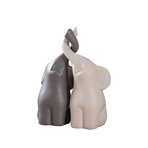 LIOOBO 2 Piezas de Figuras de Parejas de Elefantes de cerámica miniaturas Adornos de Animales para Sala de Estar gabinete de televisión tamaño s
