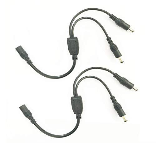 LitaElek Cable del divisor de la energía de la CC 12V Divisor de CCTV 5.5mm X 2.1mm 1 hembra a 2 macho divisor de Y Para cámara de circuito cerrado de televisión SMD 5050 3528 2835 5630 LED Strip Light (1 a 2 Splitter, 2pcs)