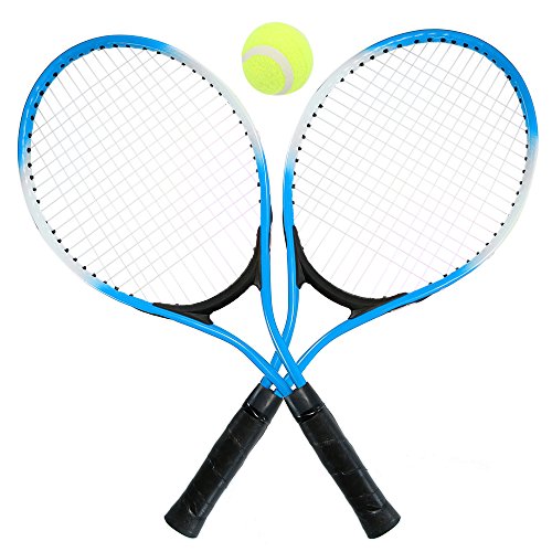 Lixada - Juego de Raquetas de Tenis para niños con 1 Pelota de Tenis y Funda Duradera, 2 Raquetas de Tenis para Principiantes, Turquesa