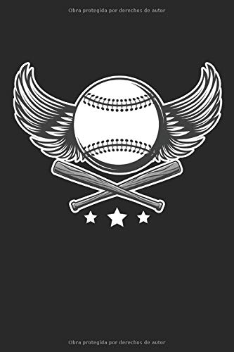 Logo de beisbol con alas: Libreta forrada de regalos de jugador de béisbol y entrenador (formato A5, 15,24 x 22,86 cm, 120 páginas)