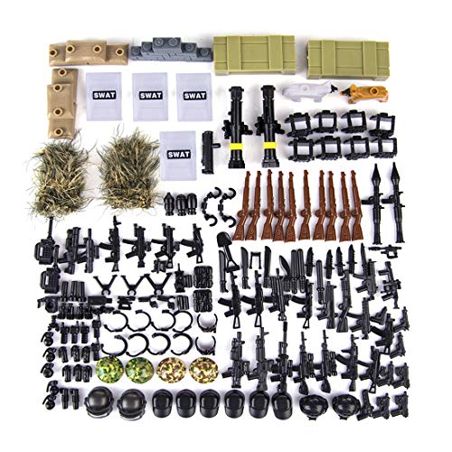 LOSGO Juguete Militar Kit de Casco y Arma para Figuras de Soldados Policía SWAT, Compatible con Lego