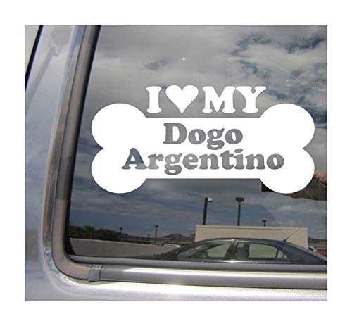 Lplpol I Heart Love My Dogo Argentino Dog Bone Argentina raza pura raza coches camiones casco casco tabla de surf auto manualidades auto portátil vinilo calcomanía de pared de 6 pulgadas