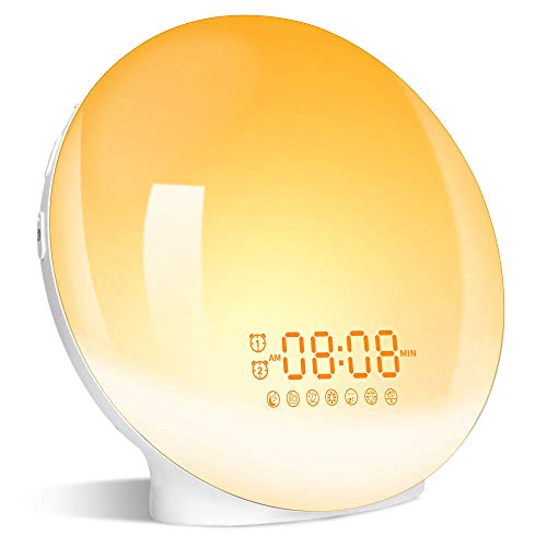 Luz despertador, Wake Up Light LED Despertador Simulación de Amanecer y Atardece, 2 Alarmas, Función Snooze, 20 Brillo, 8 Sonidos, Radio FM, Reloj Despertador Luz de noche Con 1 USB, Adaptador, Cable Luz despertador, Wake Up Light LED Despertador Simulación de Amanecer y Atardece, 2 Alarmas, Función Snooze, 20 Brillo, 8 Sonidos, Radio FM, Reloj Despertador Luz de noche Con 1 USB, Adaptador, Cable