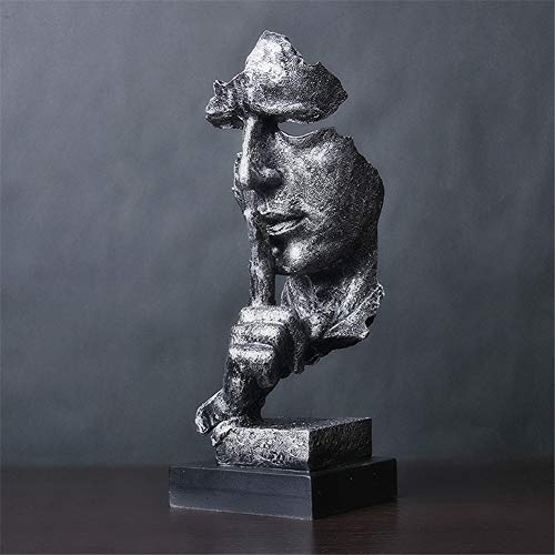 LWZY El Silencio es una Estatua Dorada de Creativa,Simple Moderno artesanias Adornos, Arte decoración Escultura para Oficina Sala de Estar Bar Café-G 12x13x34cm(5x5x13inch)