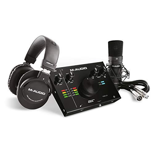 M-Audio AIR 192|4 Vocal Studio Pro - Paquete de grabación completo, Interfaz de audio USB 24/192, micrófono de condensador, soporte amortiguado, cable XLR, auriculares y paquete software profesional