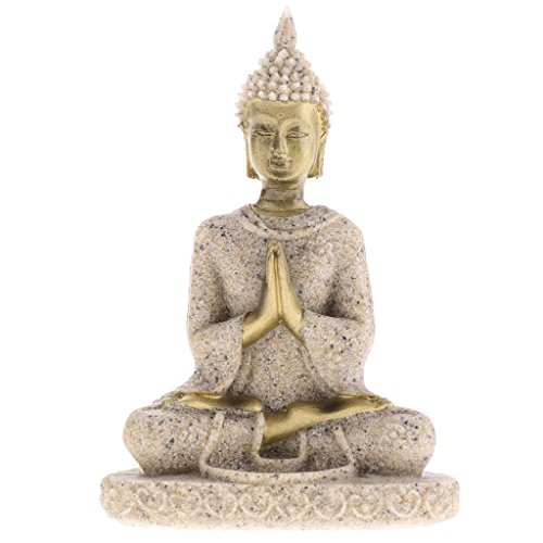 MagiDeal Estatua Estatuilla de Piedra Arenisca Escultura de Buda Meditación Tallada a Mano #3